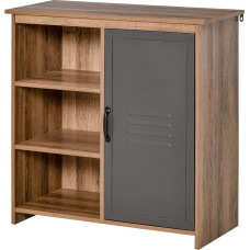 HOMCOM Sideboard with Metal Door Sideboard with 3 Open Shelves and Cabinet with Adjustable Door and Shelf for Living Room Kitchen 80 x 35 x 82 cm Natural Wood