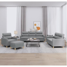 Brokky 4-TLG. Sofagarnitur mit Kissen Sofa Wohnzimmer Sitzgruppe Wohnzimmer Sofa Set Sofas FüR Wohnzimmer Hellgrau Stoff / 3201544