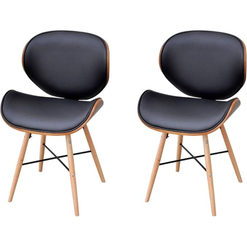 2 chaises sans accoudoirs avec cadre en bois cintré