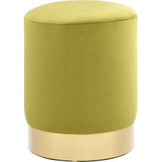 Festnight Barrel-Shaped Stool, Bistro Stool, Velvet Stool, Pouf, Velour Footstool, Mustard Green and Golden Velvet