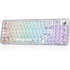 YUNZII X98 QMK/VIA Wireless Mechanical Gaming Keyboard with Rotary Knob, Tri-Mode BT5.0/USB-C/2.4GHz Hot-Swap Keyboard, Pre-Lubricated Switches, Seal Holder, RGB Backlight
