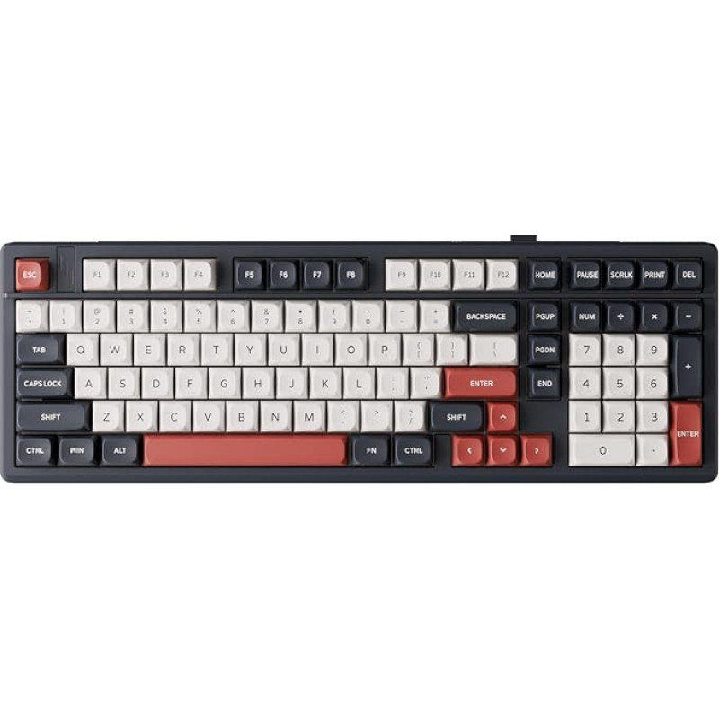 GK GAMAKAY TK101 98% Mechanical Gaming Keyboard with Number Pad, Hot-Swappable Bluetooth/2.4GHz/Wired RGB PBT Keycaps, 101 Keys, Gasket Gaming Keyboard (Cyan & Grey, Saturn Switch)