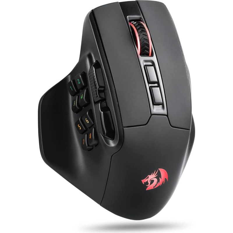Redragon M811 Pro Wireless MMO Gaming Mouse, 15 Programmable Buttons, RGB Mouse, 10 Side Macro Keys, Software Supports DIY Keyboard Layouts & Backlight