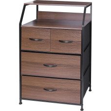 Meerveil Chest of Drawers with Drawers Drawer Cabinet Storage Tower Storage Chest with Drawers for Living Room 4 Drawers Wooden Top Black Walnut