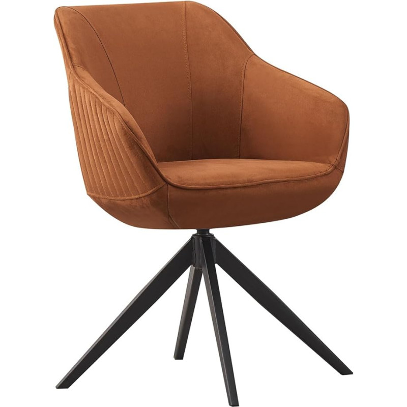 B&D home Pandora Dining Room Chair, Armrest Chair, Desk Chair, Lounge Chair, Swivel Chair for Dining Room, Living Room, Office, Industrial Modern Design, Curry, 1 Piece, 11124-CURY-1