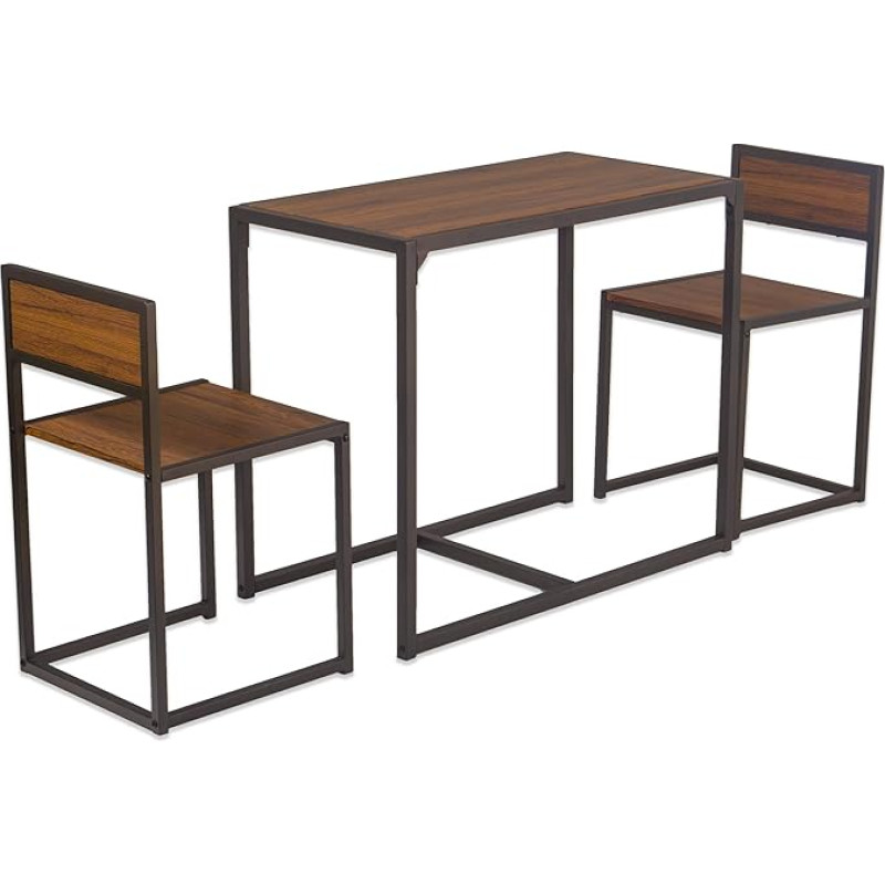 YELLOO Mod. Siena Living Kitchen Stool Set with Table Bar and 2 Chairs Brown