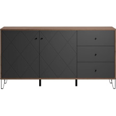trendteam smart living - Montez - Sideboard - Oak Kraft Gold/Graphite - 4 Compartments and 3 Drawers - (W x H x D) 183 x 76 x 40 cm - Soft-Close and Full Extension Function - Scratch-Resistant