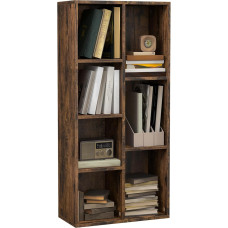 HOMCOM Bookcase Industrial Bookcase Free Standing Display Cabinet Cube Storage Unit for Home Office Living Room Study Rustic Brown