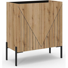 xonox.home Neo Chest of Drawers 80 x 91 x 40 cm in Body and Front Evoke Oak Replica and Black Accents - Lowboard Cabinet Sideboard Sideboard - Basic and Natural