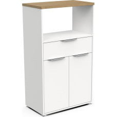 Demeyere Microwave Cabinet White and Oak 70 x 123 x 40 cm