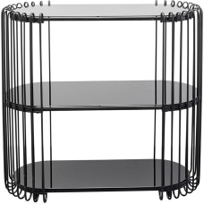 Kare Design Console Wire Black, Silver/Black, ESG Safety Glass Shelves, Sideboard with Storage Space, 2 Levels, Sideboard for Living Room, Shelf for Hallway, Steel Frame, 78 x 81 x 37 cm (H x W x D)