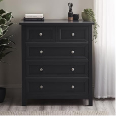 Julian Bowen Maine Chest of Drawers with 3+2 Drawers, Anthracite, Composite Wood, One Size