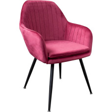 TRISENS Dining Room Chairs, Quilted Look, Lounge Chair with Armrests, Upholstered Kitchen Chairs with Quilted Velvet Cover, Chairs with Metal Frame, Colour: Bordeaux, Quantity: 1 Piece