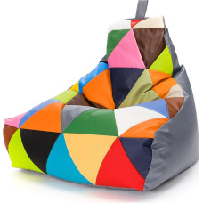 Ecopuf - Keiko Patchwork Pouf Armchair Outdoor - Polystyrene Balls Bean Bag - Waterproof Fabric Bag - Relaxation Chair - Home Decor - Armchair Size M - 100x80x85cm, Grey E15