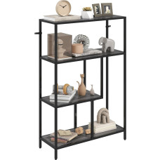 HOMCOM 4 Tier Bookcase, Industrial Bookcase with Metal Frame, Storage Shelf, Freestanding Shelves for Home Office, Study, Living Room, Bedroom, Anthracite
