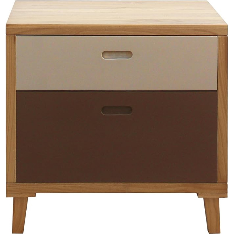 Rebecca Mobili Chest of Drawers 2 Drawers Wood Brown Design Scandinavian Interior Style Bedroom Living Room (Code RE6047)
