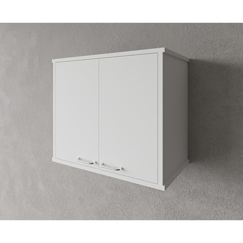 Negrari PVC Resin Wall Cabinet Moisture Resistant Indoor Storage Unit Suitable for Indoor and Outdoor Use L60 x D34 x H52 cm White