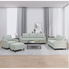 Homgoday Set Schlafsofa, Wohnzimmer, Sofa, modernes Sofaset für den Außenbereich, Gartenmöbel, 4-teiliges Sofaset mit hellgrauen Kissen aus Samt, Modell 3201486