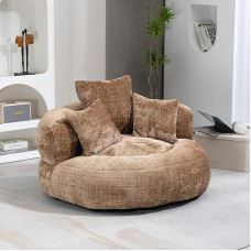 YESGIGA Lazy Sofa Durable Comfort Lounger High Back Bean Bag Chair Couch with Three Cushions for Adults and Children (Coffee)