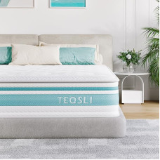 TeQsli Double Mattress, 135 x 190 x 25 cm, Gel Memory Foam Hybrid 7-Zone Pocket Spring Mattress, Medium Firm for Back Pain Relief, 135 x 190 x 25 cm