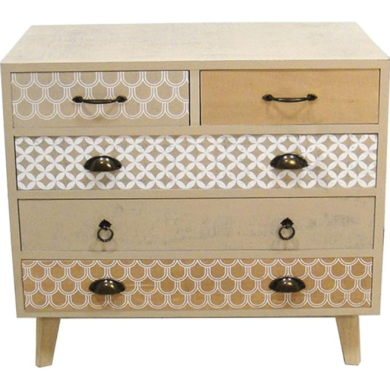 DRW Chest of Drawers with 5 Drawers Natural Wood 80 x 35 x 76 cm Natural Wood Standard