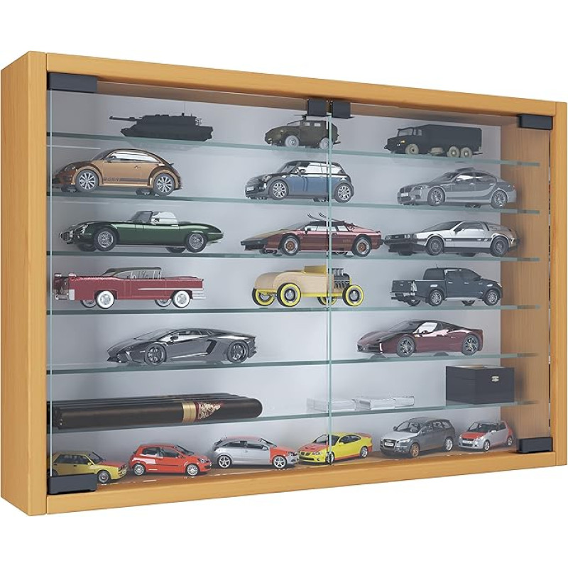 VCM Mandosa XL Hanging Glass Display Cabinet with Tempered Safety Glass Dimensions H 40 x W 60 x D 10 cm Modern and Space-Saving Glass Display Cabinet