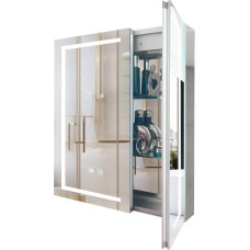 Janboe LED Medicine Cabinet, Bathroom Mirror Cabinet with Lights, 61 x 71 cm, Equipped with Interior Light, Aluminium Construction, USB Shaver Socket, Demister, Surface Mount and Recess Mounting