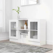 Tidyard Standing Display Cabinet Glass Display Case Book Cabinet Living Room Cabinet Chest of Drawers Sideboard White 120 x 30.5 x 70 cm