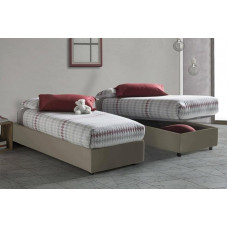 Talamo Italia - Lucia Single Bed in Faux Leather - 100% Made in Italy - Front Opening - Fits Mattress 90 x 200 cm - Taupe