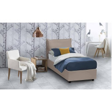 Talamo Italia - Emilia Single Bed - Faux Leather - 100% Made in Italy - Front Opening + Mattress 90 x 200 cm - Taupe