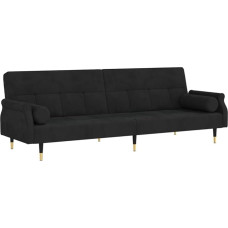 vidaXL Sofa Bed with Cushion, Sofa with Adjustable Backrests, Couch for Living Room, Sofa Bed, Metal Feet, Black Velvet