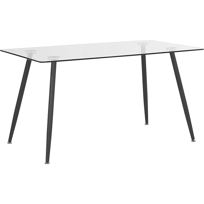 Beliani Midland Dining Room Table 140 x 80 cm Glass with Metal Frame for 6 People Transparent