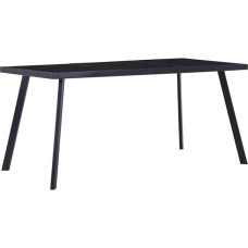 vidaXL Dining Table Kitchen Table Dining Room Table Dining Room Kitchen Black 180 x 90 x 75 cm Tempered Glass Table Top Steel Tube Legs