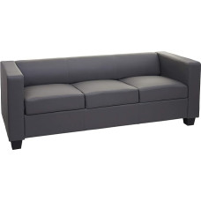 Mendler Lille 3-Seater Sofa Faux Leather Dark Grey