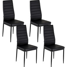 Baroni Home Dining Room Chairs, Set of 4 Chairs with High Backrest and Ergonomic Seat, Elegant and Modern Dining Table Chairs Made of Faux Leather with Steel Frame, 40 x 48 x 96 cm, Black