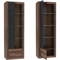 Furniture24 Trass TRAV711L Cabinet Living Room Cabinet 1 Door Mud Oak (with Lighting)