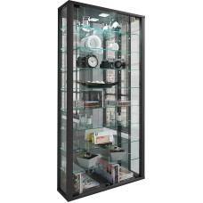 VCM Hanging Glass Display Cabinet with Tempered Safety Glass Dimensions Approx. H 115 x W 59 x D 18 cm Modern and Space-Saving Vitrosa Maxi Mirror Black
