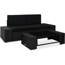 Myheimly 3-Piece Garden Lounge Set Poly Rattan Black