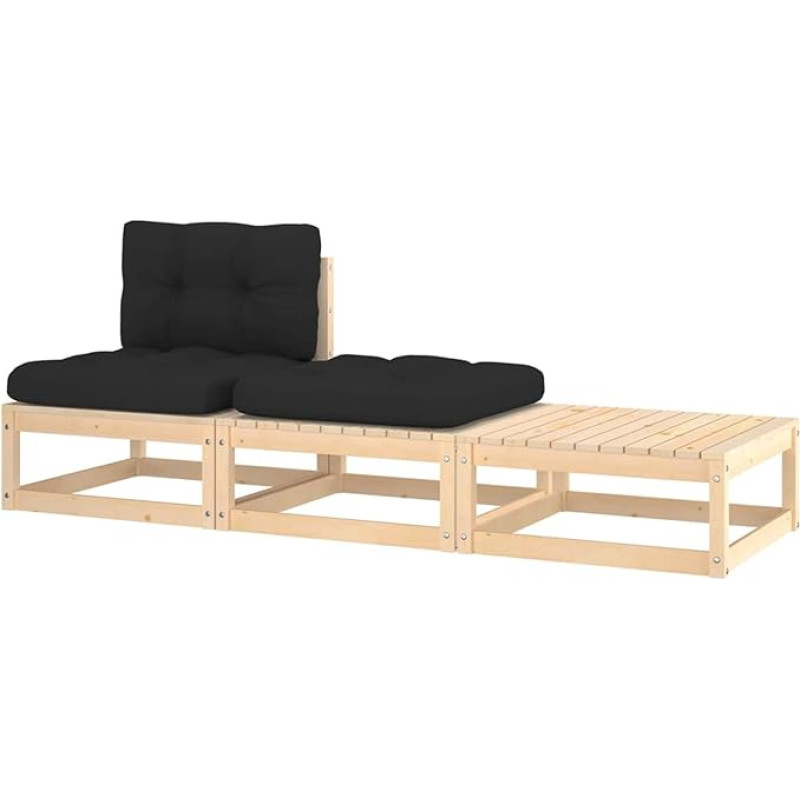 Homgoday 3 Piece Garden Sofa Set with Solid Pine Cushions Sofa Set Bed Sofa Lounge Modern Sofa Outdoor Garden Furniture