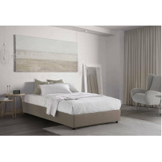 Talamo Italia - Chiara Taupe Double Bed with Fabric Cover - 100% Made in Italy - Front Opening - Includes Mattress 120 x 190 cm