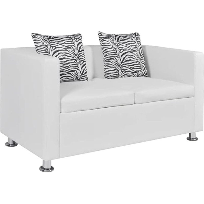 KOIECETA 2-Seater Sofa Couch Lounge Sofa Relaxing Sofa Faux Leather White