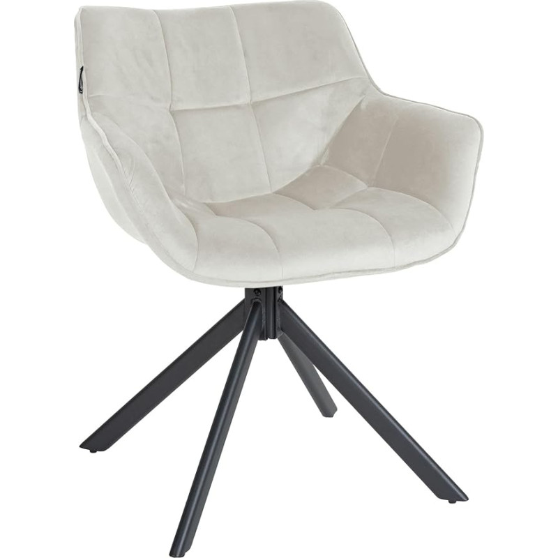 CLP Westport Dining Room Chair with Velvet Cover, High-Quality Padding, Swivel Chair with Return Function, Colour: Cream
