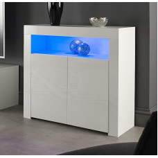 MMT Furniture Designs Ltd SIb02White Wooden Sideboard, White, 90 x 35 x 83 cm (W x D x H)