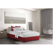 Talamo Italia - Nicole Square and Half Bed, Container Bed with Fabric Cover, 100% Made in Italy, Front Opening, Suitable for Mattress Cm 120 x 190 cm, Red