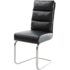 Pela-Flex Cantilever Chair Flat Stainless Steel Genuine Leather Black Pocket Spring Core