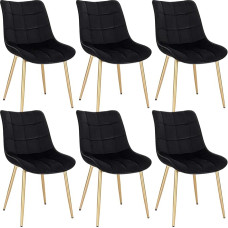 EUGAD e909 Dining Room Chairs, Set of 6, Kitchen Chairs, Upholstered Chairs, Retro Design, Living Room Chair with Backrest, Velvet Seat, Gold Legs
