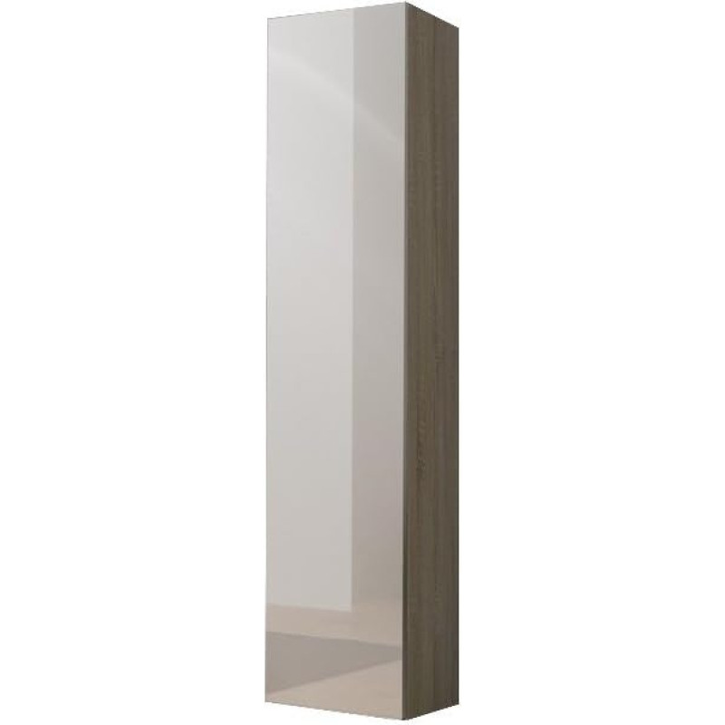 Vigo 180 Wall Cabinet, Display Cabinet, Wall Cabinet, 1 Door Cabinet with 4 Shelves, Choice of Colours, Storage Cabinet, Tall Cabinet, Living Room Cabinet, Modern Display Cabinet (Sonoma Oak / White