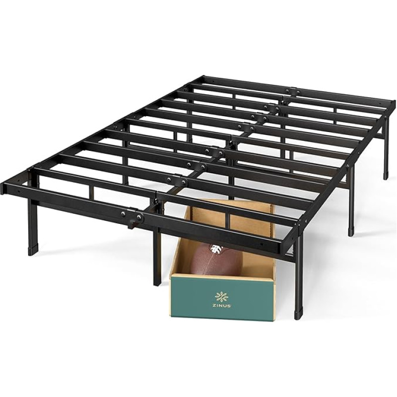 Zinus Justin Bed 160 x 190 cm - Bed Frame 36 cm High with Under Bed Storage - Metal Platform Bed - Black