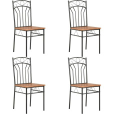 vidaXL Dining Room Chairs, Set of 4, Dining Room Chairs with Backrest, Dining Chair, Kitchen Chair, Steel Frame, Chair for Dining Room, Kitchen, Industrial Style, Brown MDF