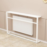 Black Metal Console Sofa Table with Hollowed Table Top Design for Living Room and Hallway NAR (White L80 cm)